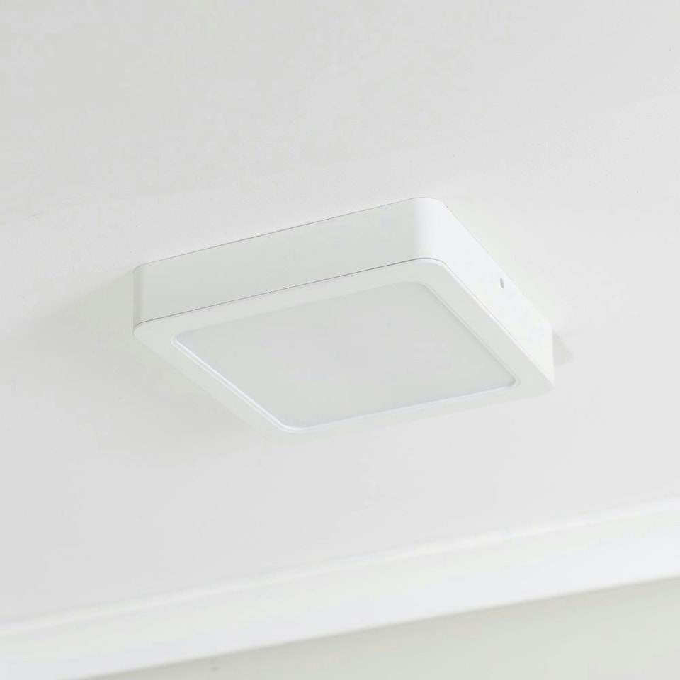 image 1 of ValueLights Lacey White Square IP44 Bathroom Flush or Recessed Integrated LED Ceiling Light | White