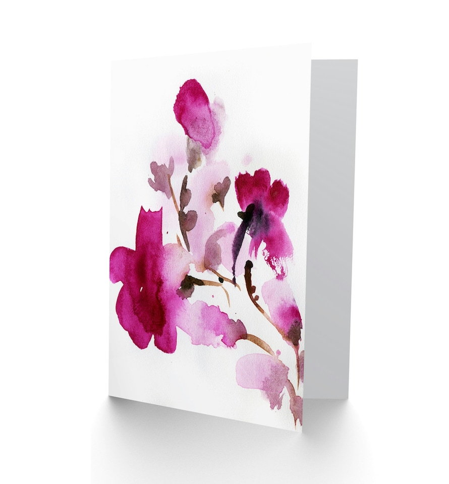 image 1 of Abstract Spring Flower Blossom Pink Watercolour Floral Greeting Card
