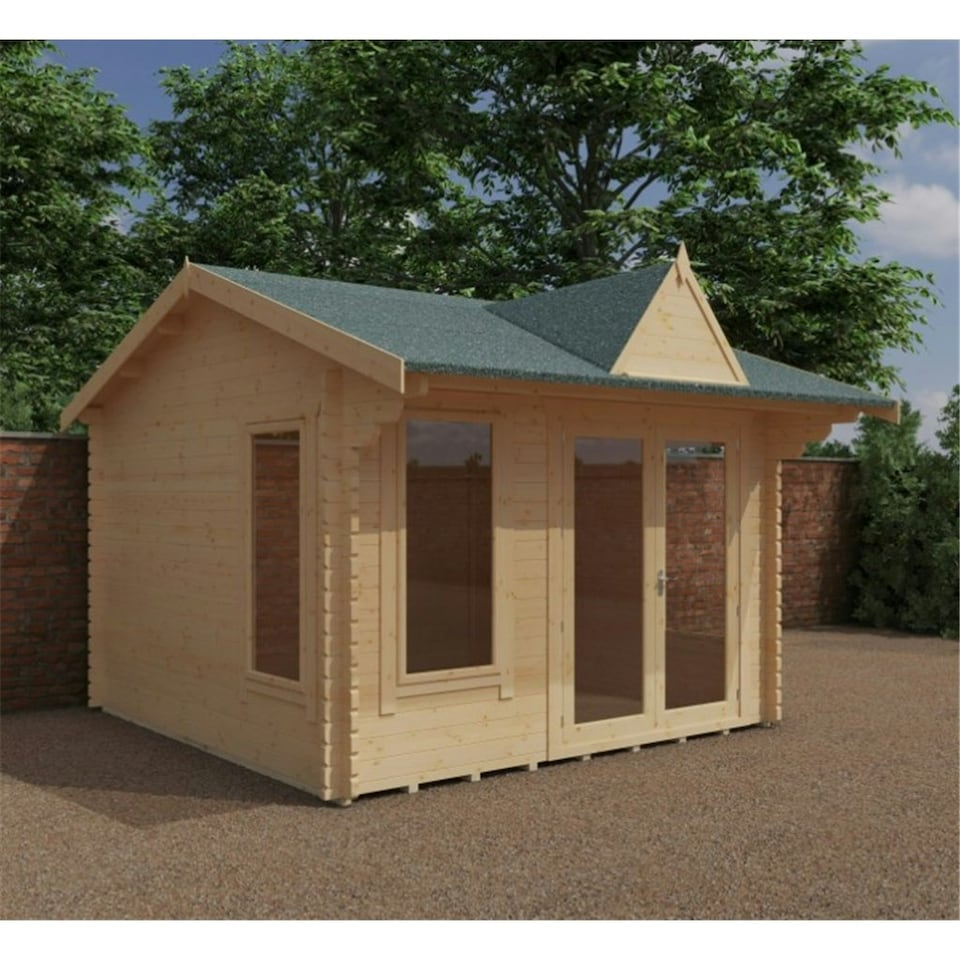 image 1 of 12ft x 10ft (3550mm x 2950mm) Horsforth "The Louisiana" 44mm Log Cabin With 3 Opening Windows