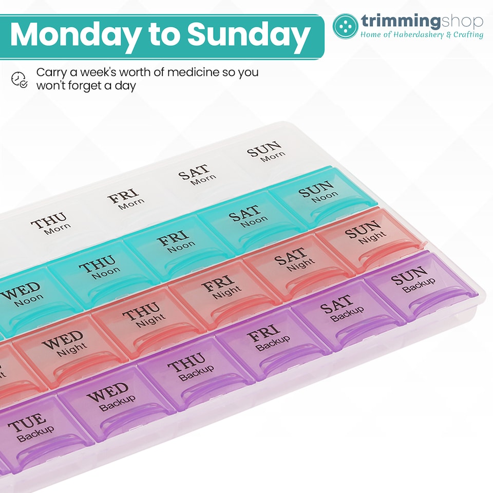 image 1 of 28 Slot Pill Organiser, 4 Times A Day Weekly Tablet Box