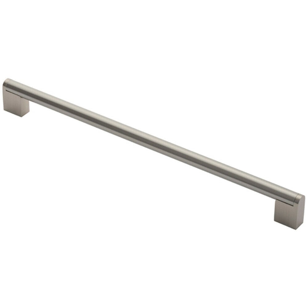 Loops Round Bar Pull Handle 360 x 14mm 320mm Fixing Centres Satin Nickel & Steel in Metallics