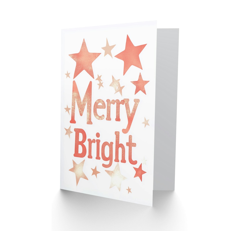 image 1 of Merry Bright Soft Pink Stars Bright Modern For Her Woman Christmas Card