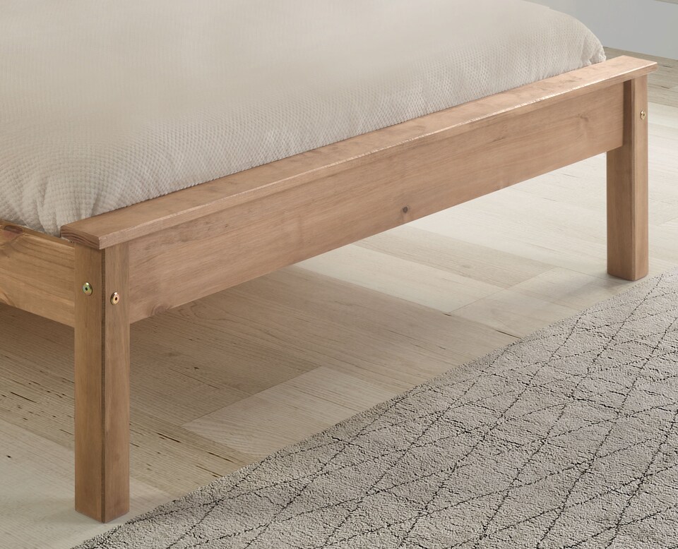 image 1 of 5ft King Size Waxed Pine,Wood,Wooden Low Foot End,Solid Panel Bed Frame.Shaker Style | Clear | Pine | King