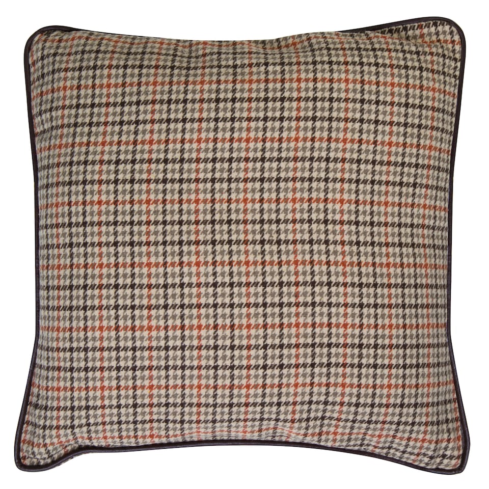 image 1 of Interiors by Premier Beige Check Throw Cushion, Polyester Décor Cushion for Relaxing, Washable Cushion for Sofa, Bed, Chair Multi