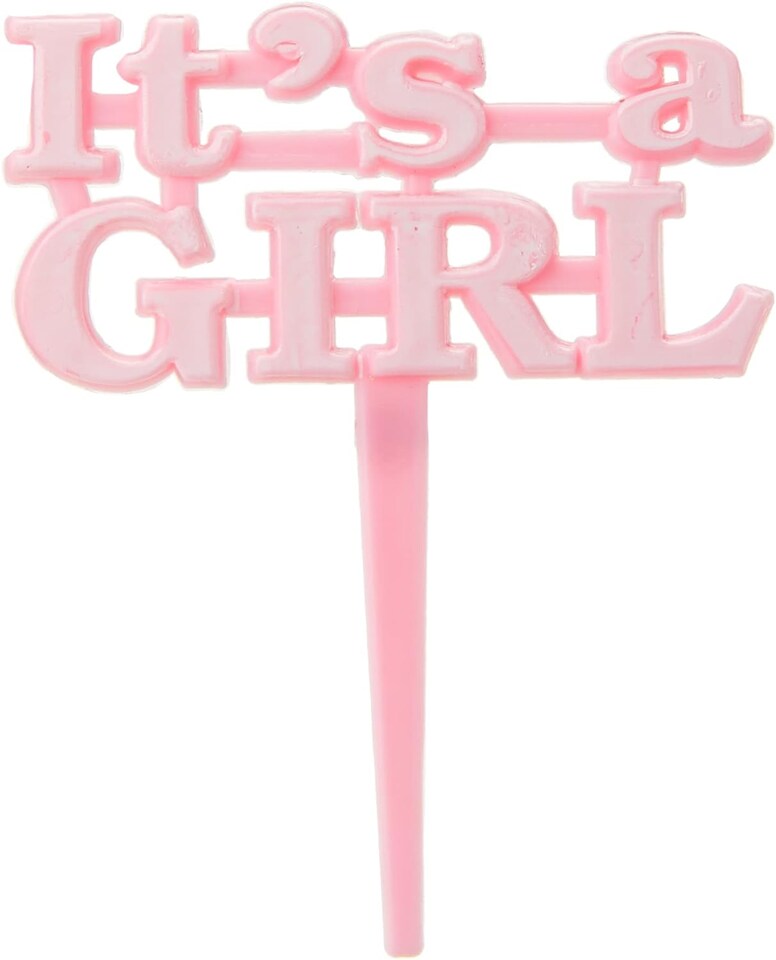 image 1 of Pink Baby Shower Theme 'Its a Girl' Cake Picks - Pack of 8