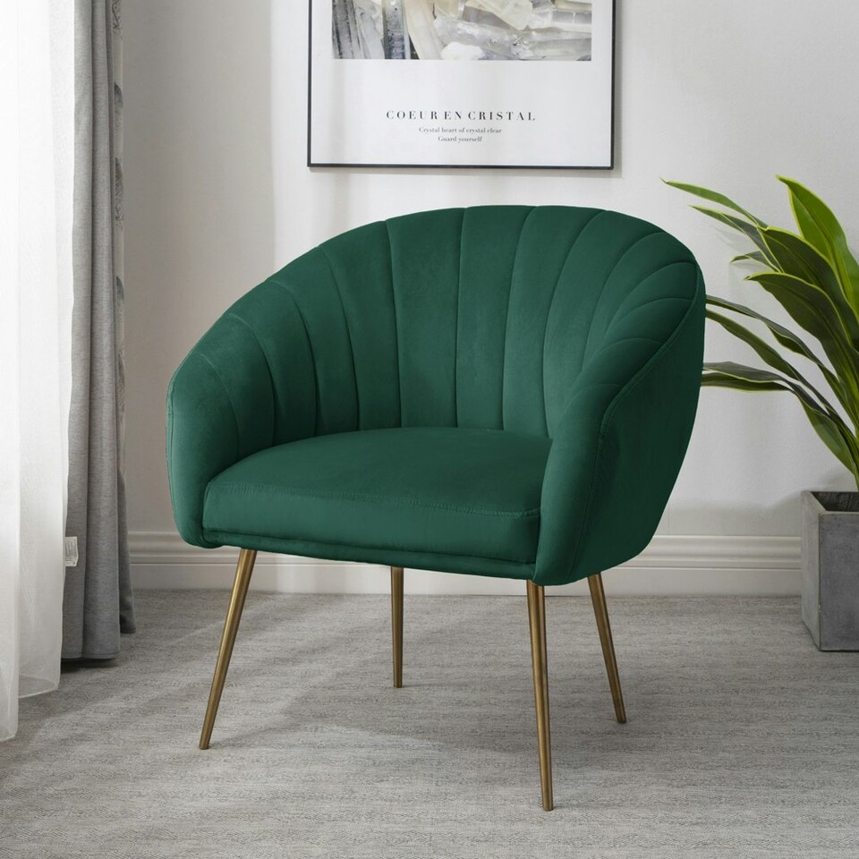 image 1 of Helena Velvet Accent Chair - Green