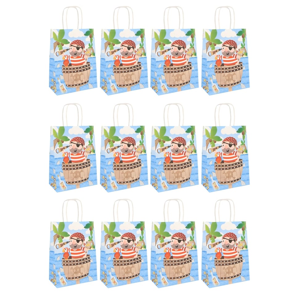 Pirate Paper Party Bags with Handles 22cm - Pack of 12 - Tesco Groceries