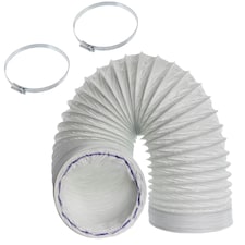 SPARES2GO Vent Hose for Klarstein Air Conditioner Conditioning 3m 5" Extension + Pipe Clips White