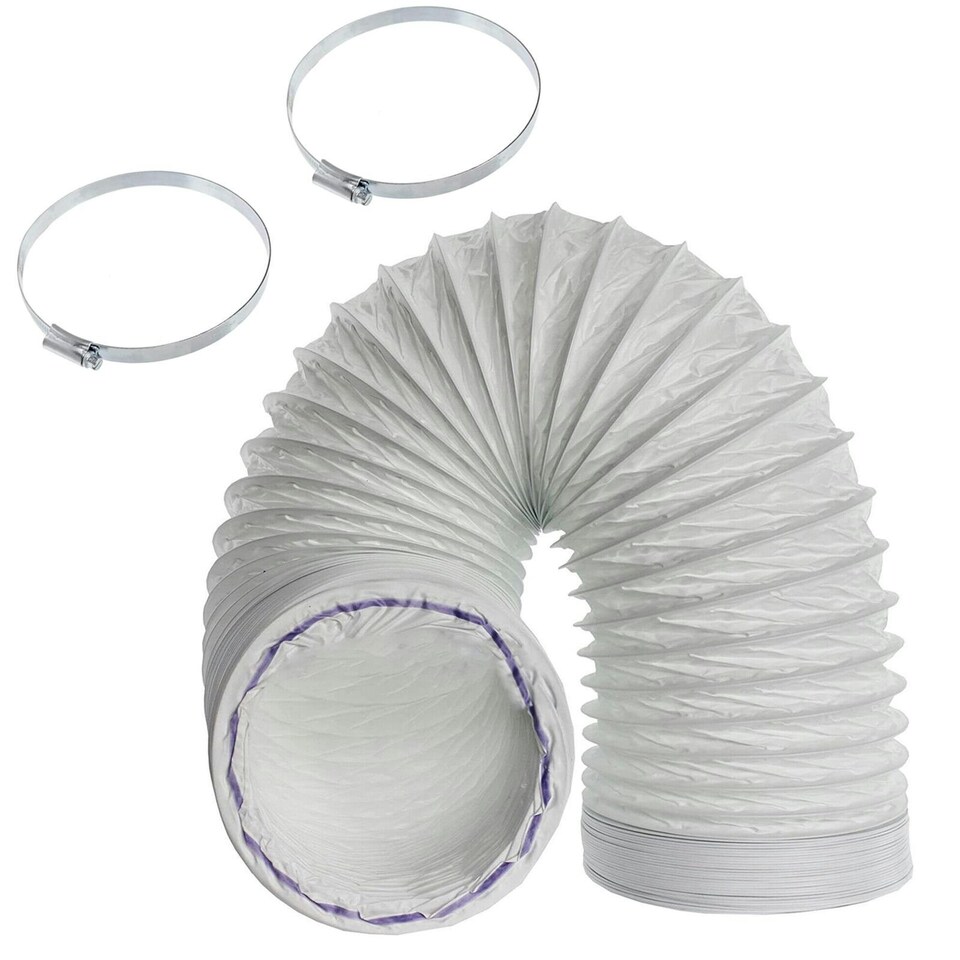 image 1 of SPARES2GO Vent Hose for Klarstein Air Conditioner Conditioning 3m 5" Extension + Pipe Clips White