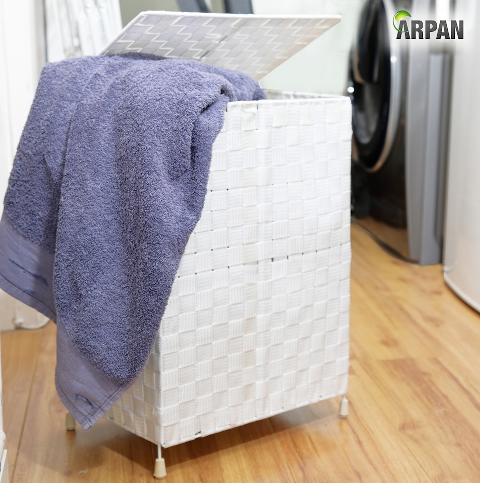 image 1 of ARPAN Laundry Basket Hamper with Lid & Insert Handles – Washing Bin Storage Organiser for Clothes, Toys & Household Essentials
