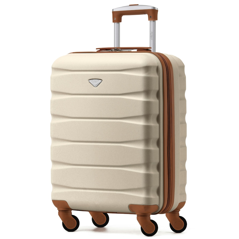 image 1 of 55x40x20cm Ryanair (Priority) TUI, Carry on Cabin Suitcase Hard Shell Approved for 60+ Airlines Cream | Cream/Brown | Cabin Bag