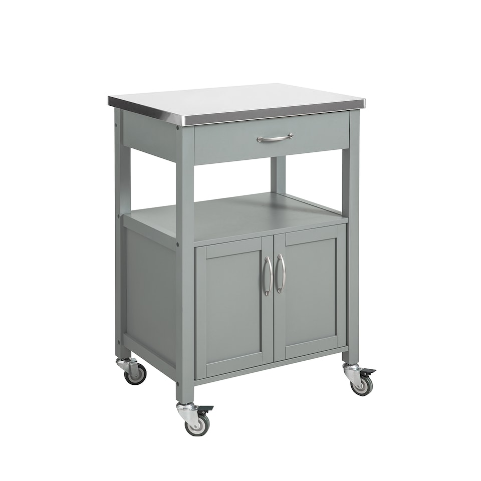 image 1 of SoBuy FKW22-HG,Stainless Steel Top Kitchen Trolley Microwave Stand on Wheels