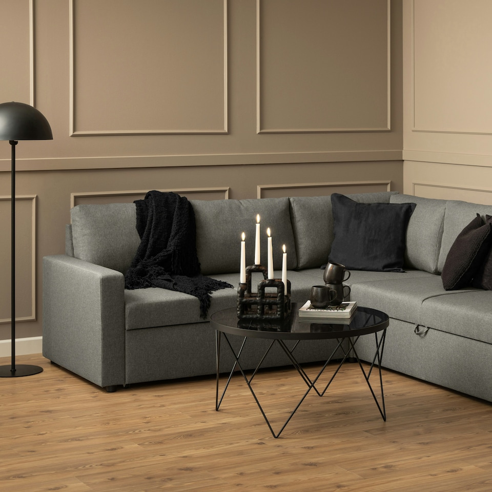 image 1 of Halstow Coffee Table in Black with Smoked Glass Top