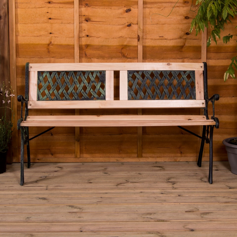 image 1 of Garden Vida 3 Seater Garden Bench Outdoor Patio Seating, Twin Cross Style