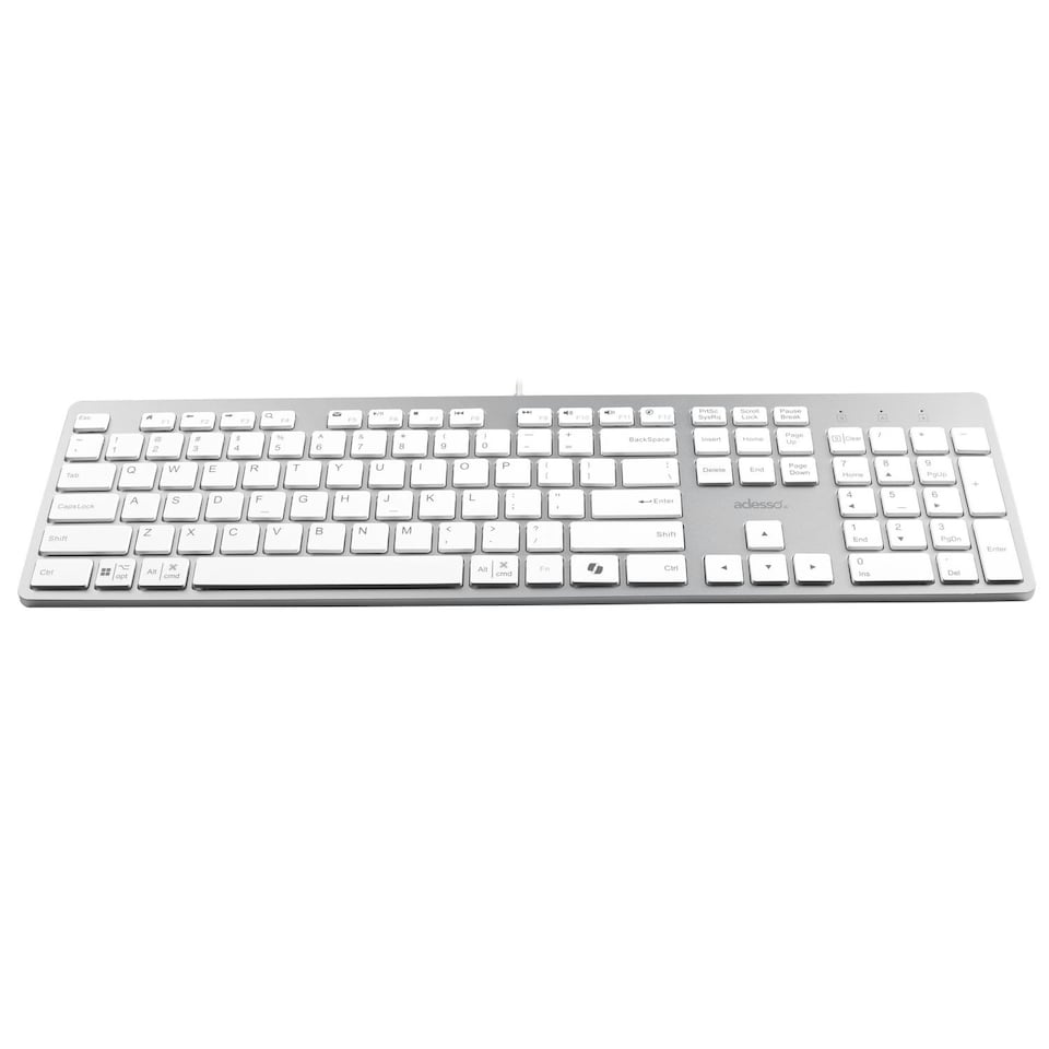 image 1 of Adesso USB-C Multi OS Scissor Switch Keyboard With Co-Pilot AI Hotkey And USB-C, USB-A, 3.5mm Aux Ports
