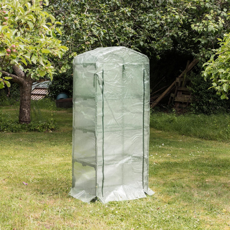 image 1 of Harbour Housewares Plastic 4 Tier Mini Greenhouse - 3ft x 6ft - White
