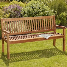 Acacia Hardwood 3-Seater Garden Bench, Water Resistant Furniture for Outdoor Patio & Decking, L149.5 x W62.5 x H90cm
