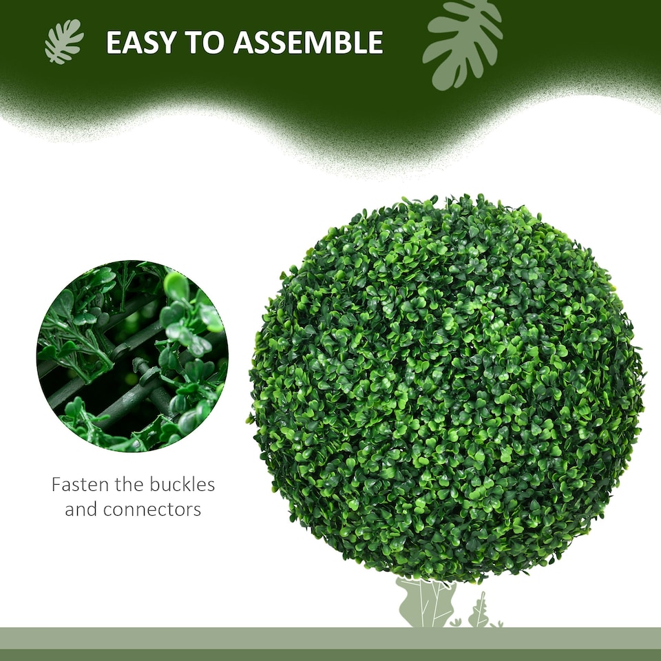 image 1 of HOMCOM Set of 2 Artificial Topiary Balls Indoor Outdoor Faux Boxwood Balls