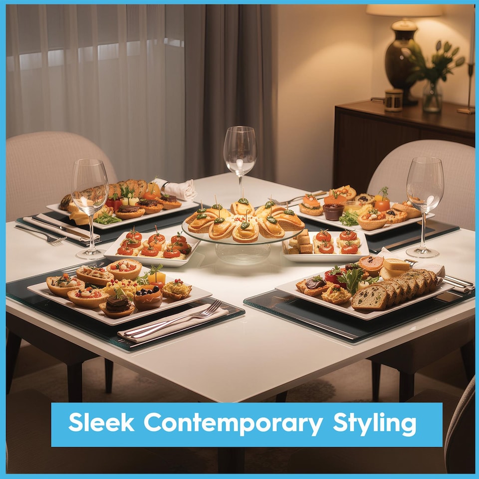 image 1 of Harbour Housewares 12pc Glass Placemats & Coasters Set - 30cm x 20cm - Clear | Clear | Clear
