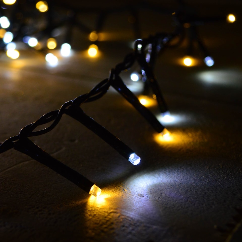 image 1 of 2000 LED 50m Indoor Outdoor Christmas Multi Function Mains Operated String Lights with Timer in Cool & Warm White | White | White