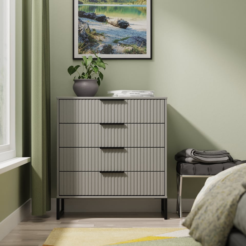 image 1 of Menai 4 Drawer Chest of Drawers in Dusk Grey (Ready Assembled) | Grey | Dusk Grey