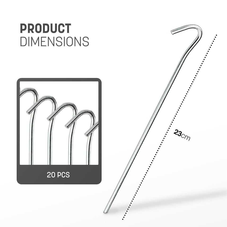 image 1 of Keplin Galvanised Steel Alloy Tent Pegs 9 Inch Heavy Duty for Camping and Garden