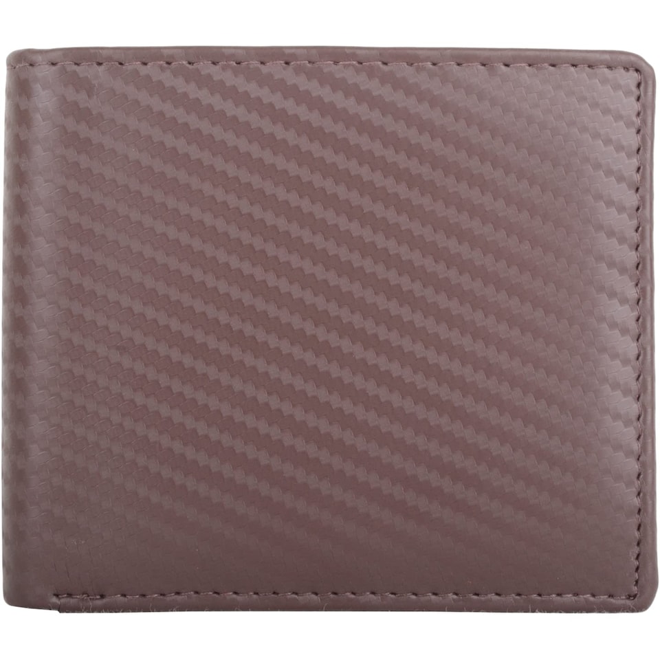 image 1 of London Leathergoods Mens Genuine Leather Diagonal Stitch Bi Fold Money Holder Wallet | Brown | Dark Brown