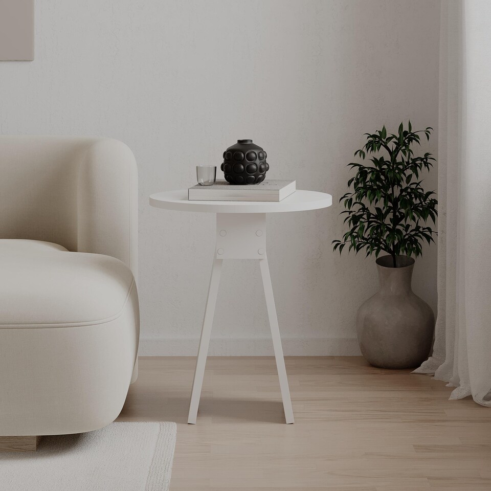 image 1 of Decortie Chen Round Side Table 42x50cm White