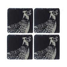 The Just Slate Company Set of 4 Pheasant Slate Coasters