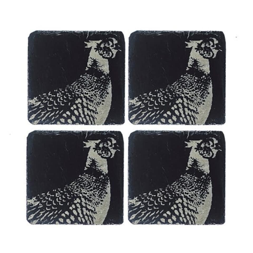 image 1 of The Just Slate Company Set of 4 Pheasant Slate Coasters