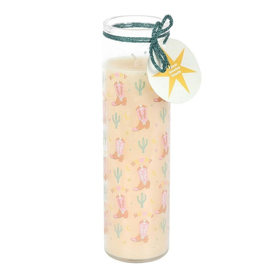 image 1 of Something Different Howdy Floral Cowboy Boot Tube Candle - Orange - One Size