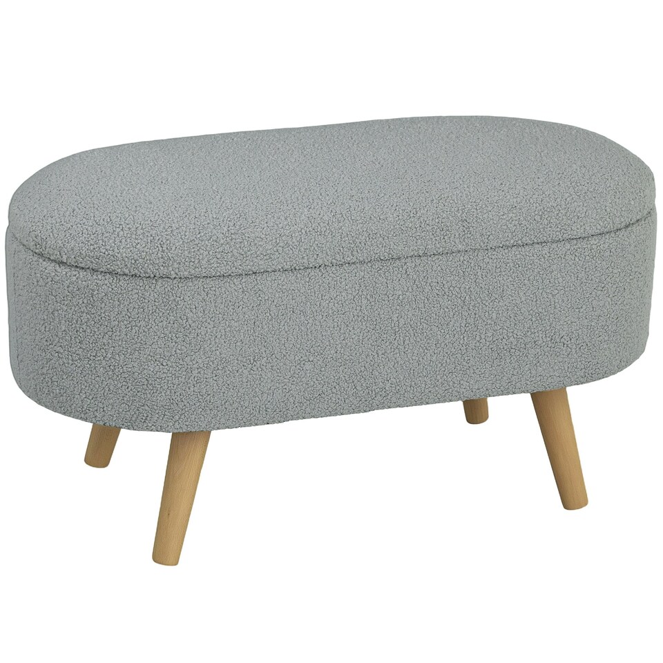 image 1 of HOMCOM Ottoman Storage Bench for Hallway, Living Room, Charcoal Grey