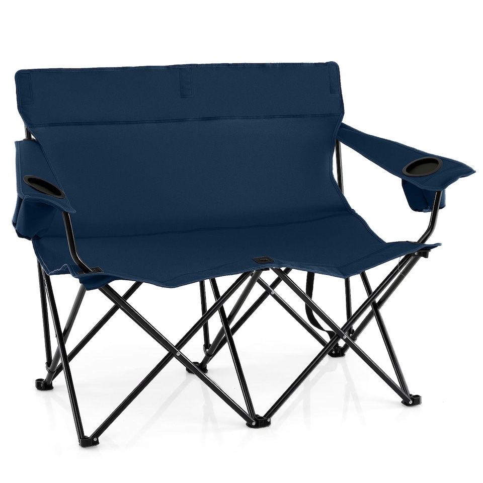 image 1 of COSTWAY Double Camping Chair 2-Person Lawn Chair | Blue