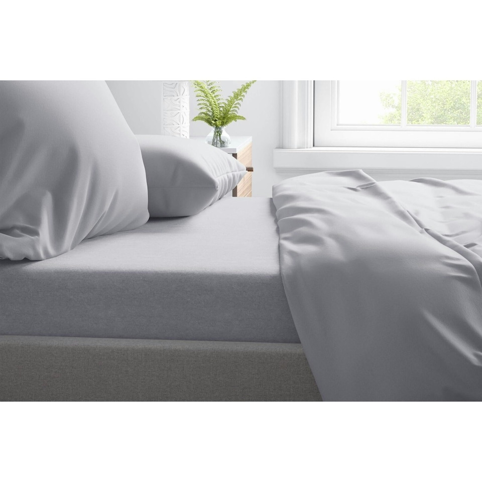image 1 of Belledorm Cotton Extra Deep Fitted Sheet - Cloud Grey - Double