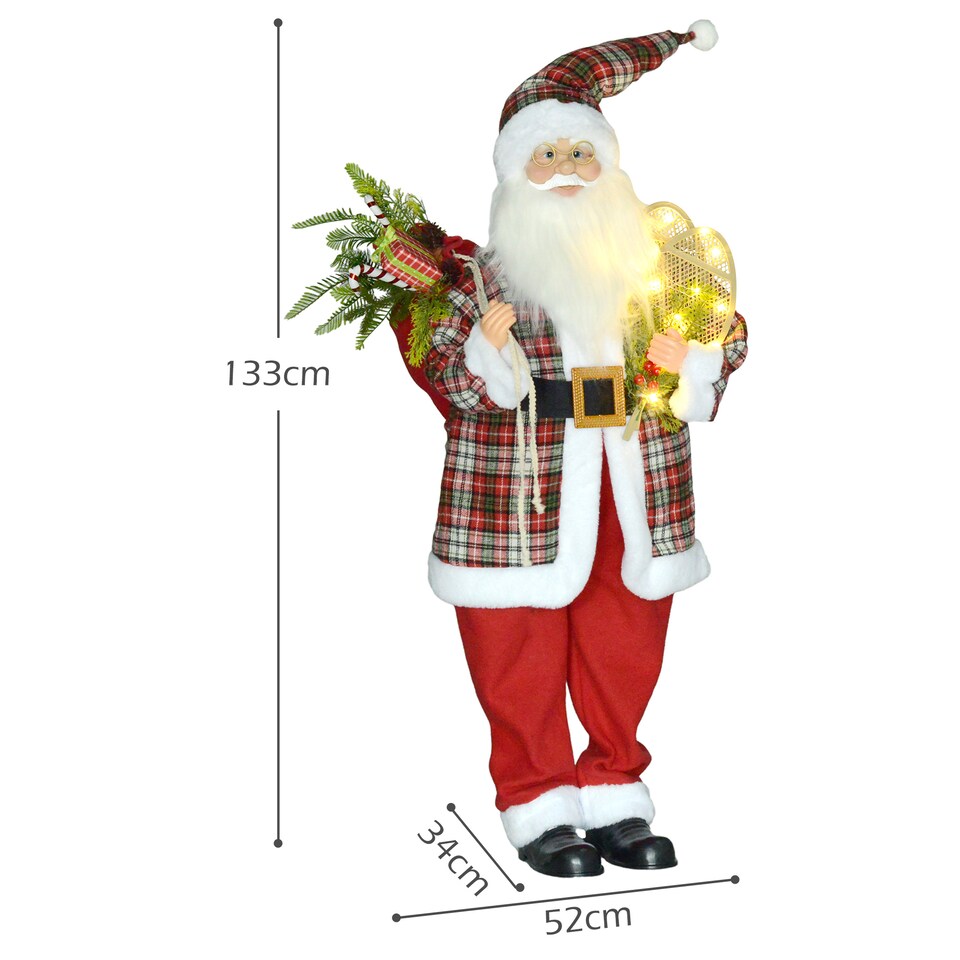 image 1 of HOMCOM 133cm Tall Animated Santa Claus, Sound Activated Christmas Decoration with Light Up Ornament, Laughing Effect and Festive Music for Party