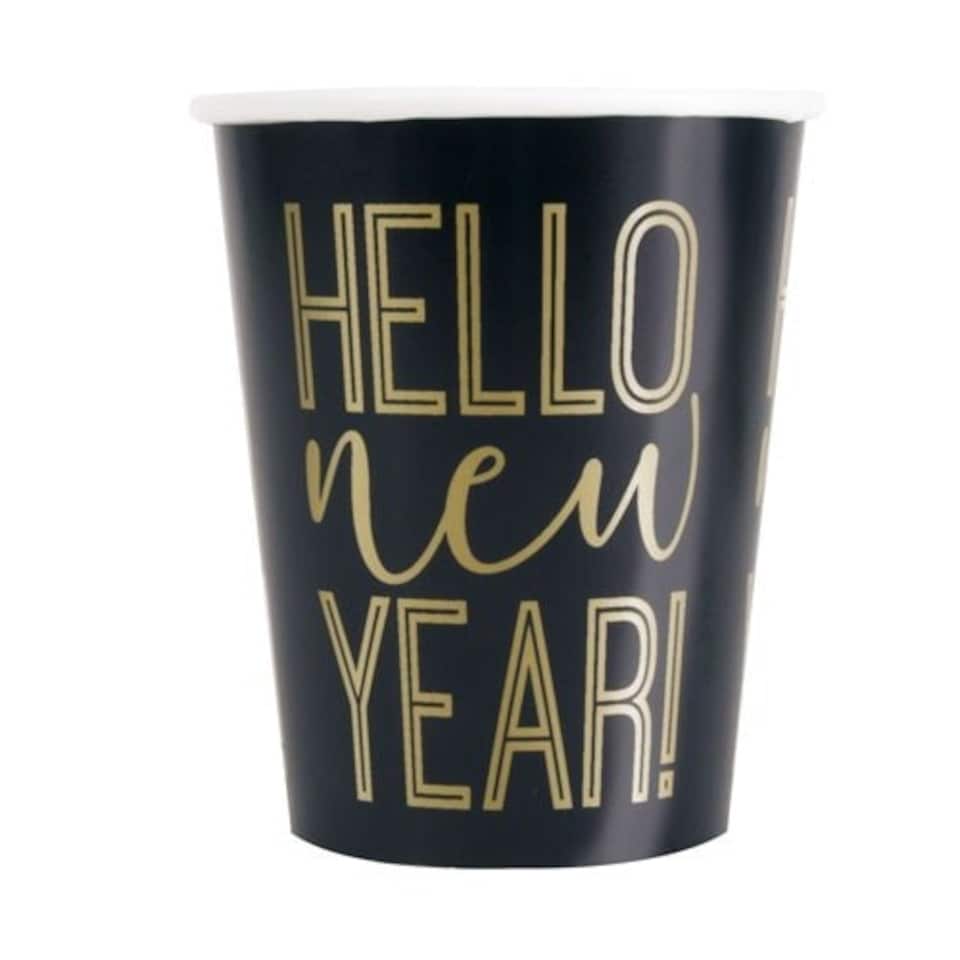Roaring New Year Paper Cups 270ml - Pack of 8