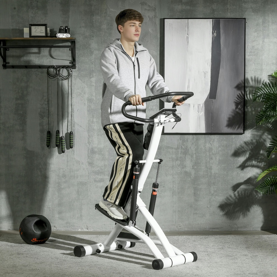 image 1 of SPORTNOW Stepper Machine with 12-Level Hydraulic Resistance, LCD Monitor