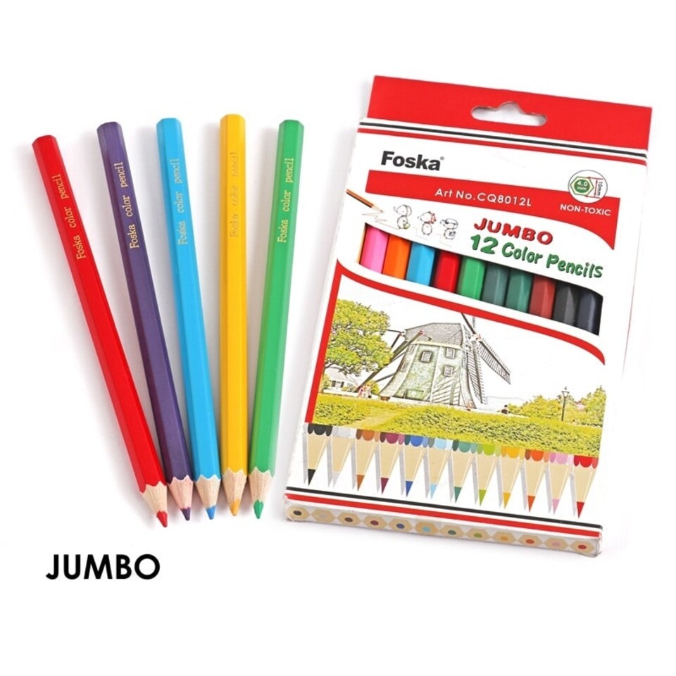 image 1 of Pack of 12 Jumbo Assorted Colouring Pencils