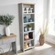 image 2 of Grey Oak Tall Bookcase Display Unit 5 Bookshelves DVD Storage Two Tone