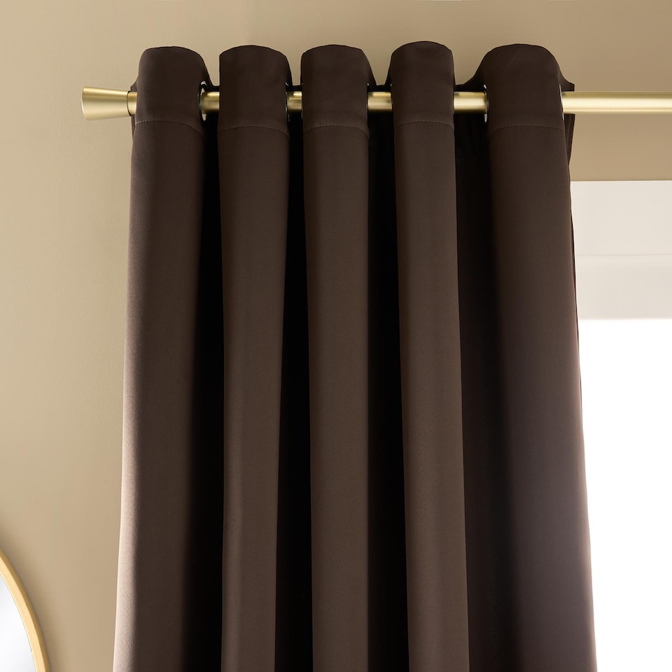 image 1 of OHS Essentials Eyelet Blackout Thermal Curtain Pair - 66x54 inch | Brown