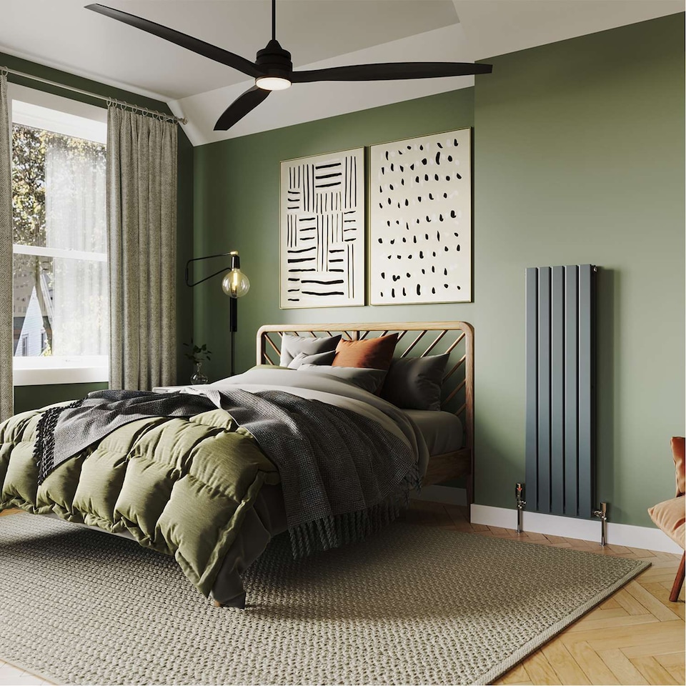 image 1 of Typhoon Vertical Double Panel Bathroom Radiator - Anthracite Grey (H) 1200mm x (W) 340mm