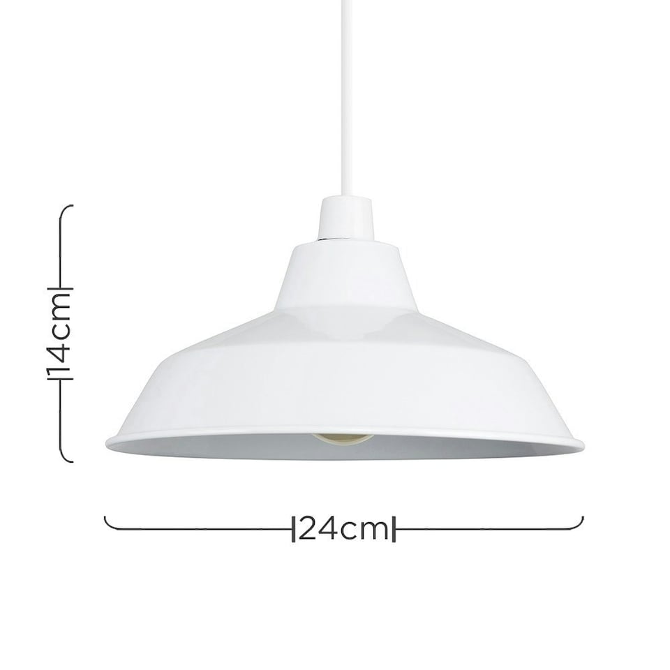 image 1 of ValueLights Retro Style Gloss White Metal Reflector Ceiling Pendant Light Shade