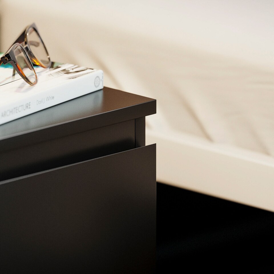 image 1 of Vida Designs Denver 2 Drawer Bedside Chest Cabinet Table Nightstand, Black