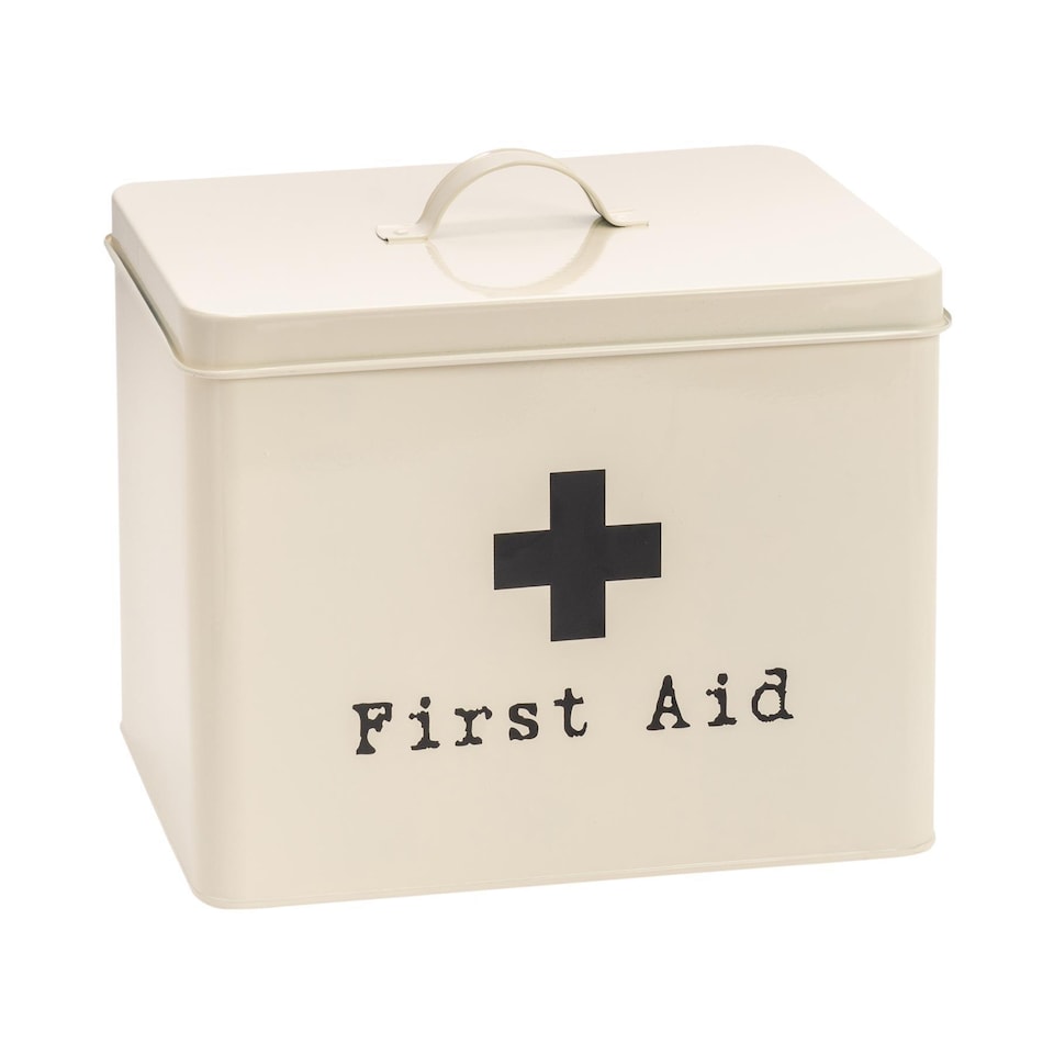 image 1 of Harbour Housewares Vintage Metal First Aid Box - 60cm - Cream | Cream | Cream | 1