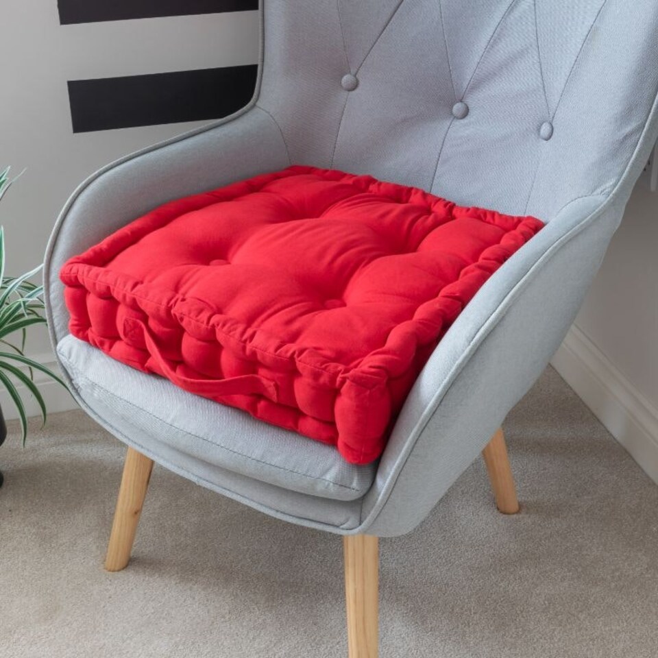 image 1 of Seat Pad Cushion Booster 100% Cotton Cover Extra Thick 10cm 45cm Square | Multi