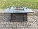image 4 of Fimous Rattan Outdoor Garden Furniture Set Gas Fire Pit Dining Table with Side Table Chair Love seat Sofa Footstool