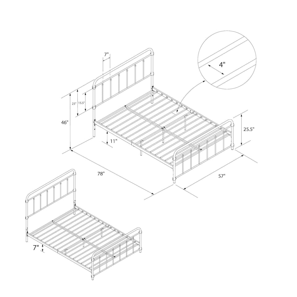 image 1 of Wallace Metal Bed White, Double