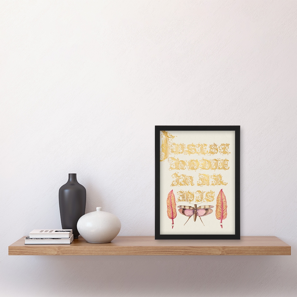 image 1 of Model Book of Calligraphy Framed Wall Art Chard and Red Winged Grasshopper