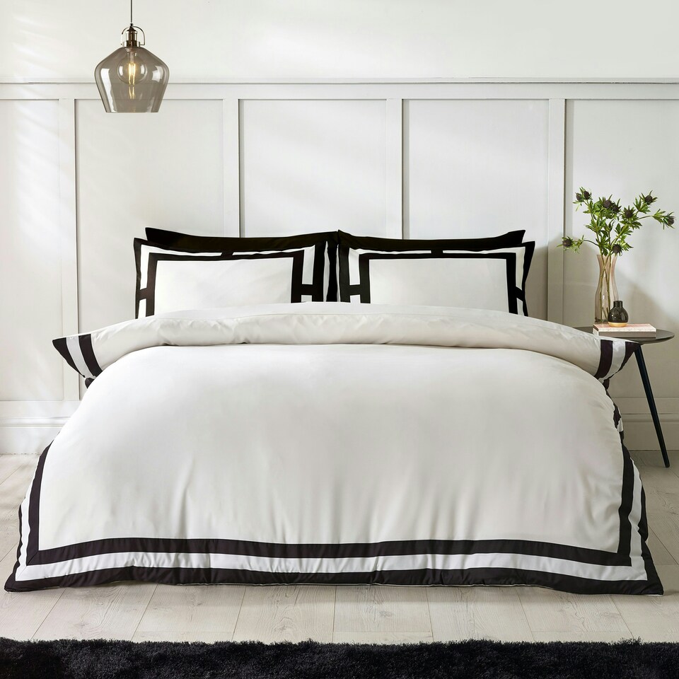 image 1 of Catherine Lansfield So Soft Mono Panel Cream Duvet Cover Set Cream | King