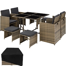 Garden Table and Chairs Bilbao - 8 seats, weather and UV-resistant, rain cover | Brown | nature | 1